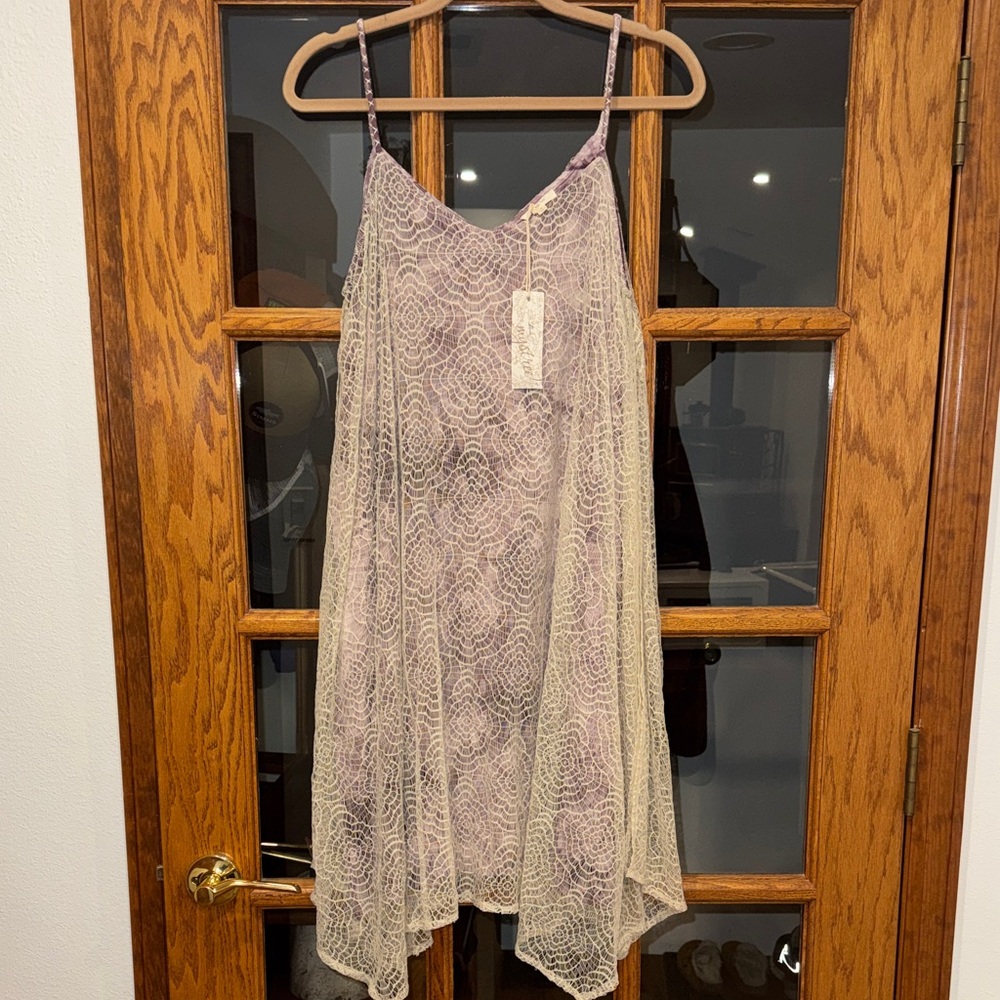 Mystree Lavender and Cream Lace Dress